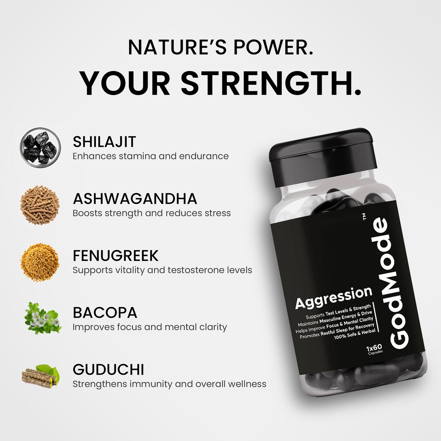 GodMode Aggression – Ayurvedic Men’s Vitality Capsules